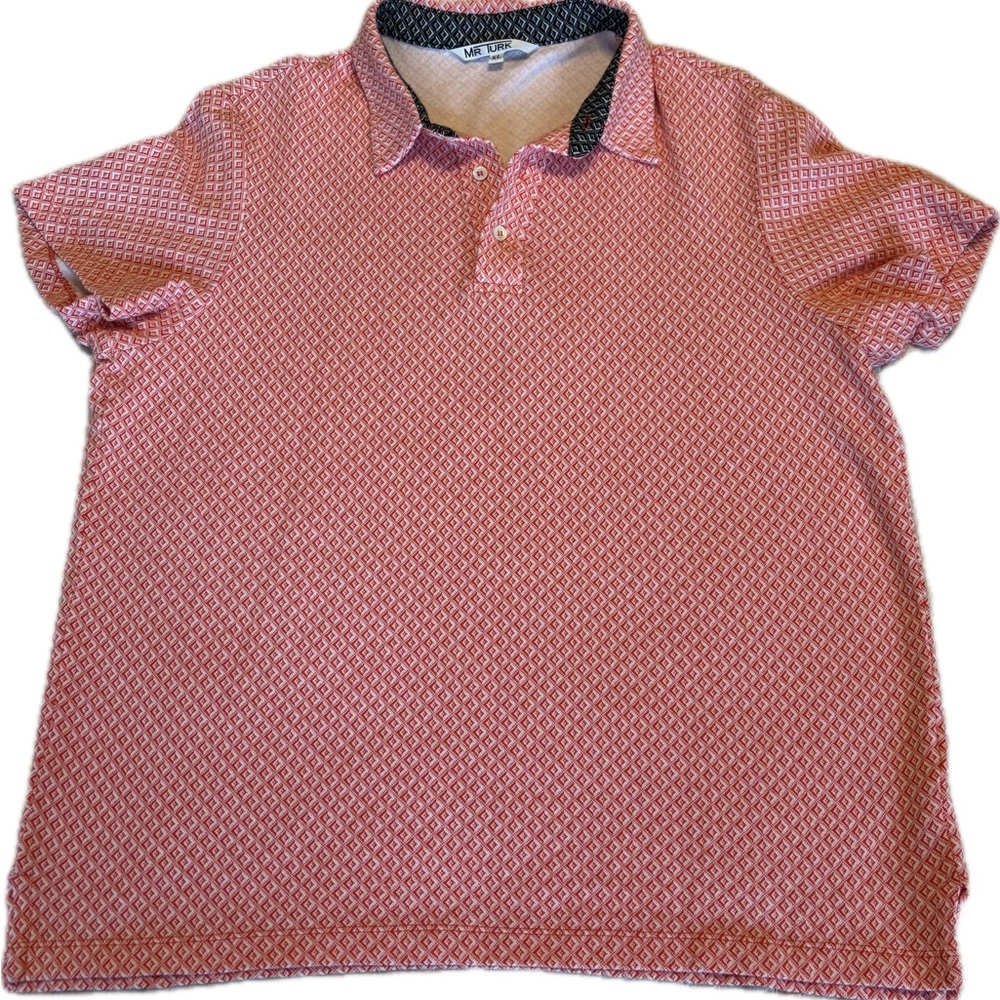 Mr. Turk Trina Men’s Red Diamond Print Patterned Polo Shirt - Size XL